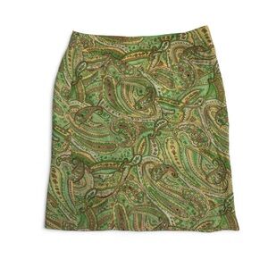 Worthington Green Paisley Pencil Skirt